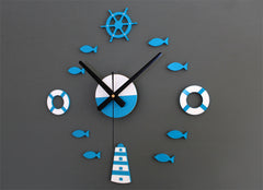 Mediterranean Nordic DIY Clock Lighthouse Rudder Lifebuoy Small Fish Clock DIY Wall Clock